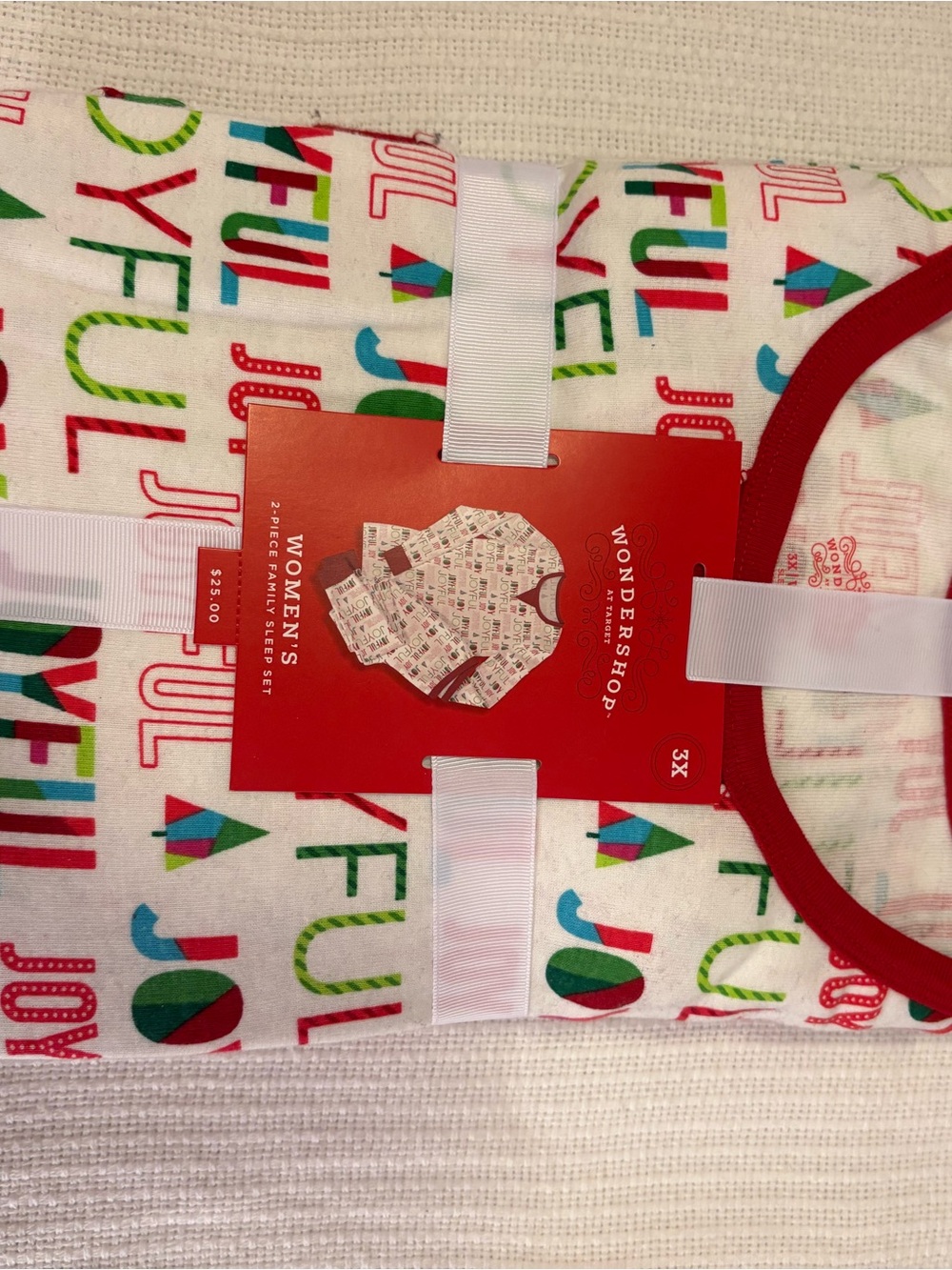 Wondershop Women's White Holiday 'Joyful' Pajama Set with Red Trim